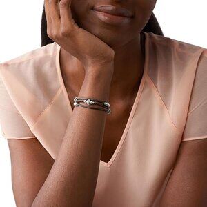 Fossil Women's Stainless Steel and Genuine Leather Bracelet for Women